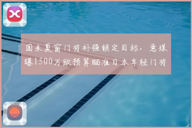 国米夏窗门将补强锁定目标,意媒曝1500万欧预算瞄准日本年轻门将铃木彩艳